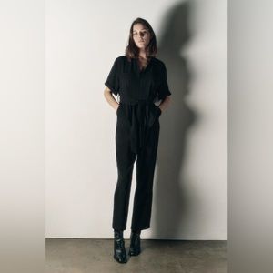 Zara belted zippered jumpsuit